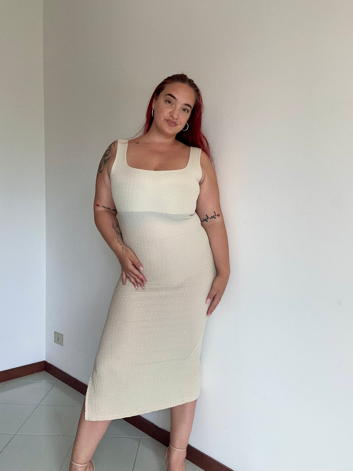 Abito midi beige